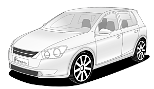 Passgenaue Tönungsfolie für den VW Golf VII fünftürig ab 2012.