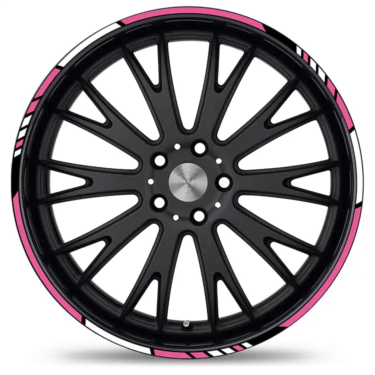 Felgenrandaufkleber GP Style MC-Glänzend-Rosa-Weiss