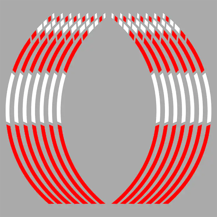 Felgenrandaufkleber GP Style MC-Neon-Rot-Weiss-Lieferumfang