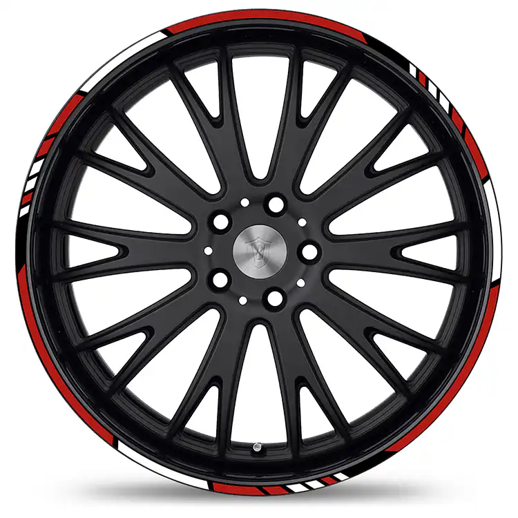 Felgenrandaufkleber GP Style MC-Reflektierend-Rot-Weiss