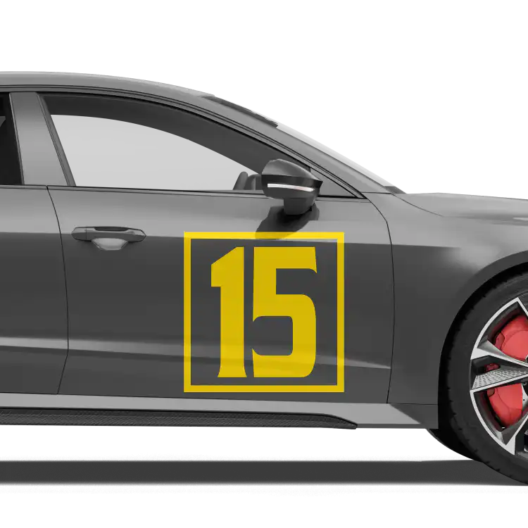 Startnummer Eckig-Glänzend-Gelb-Heck