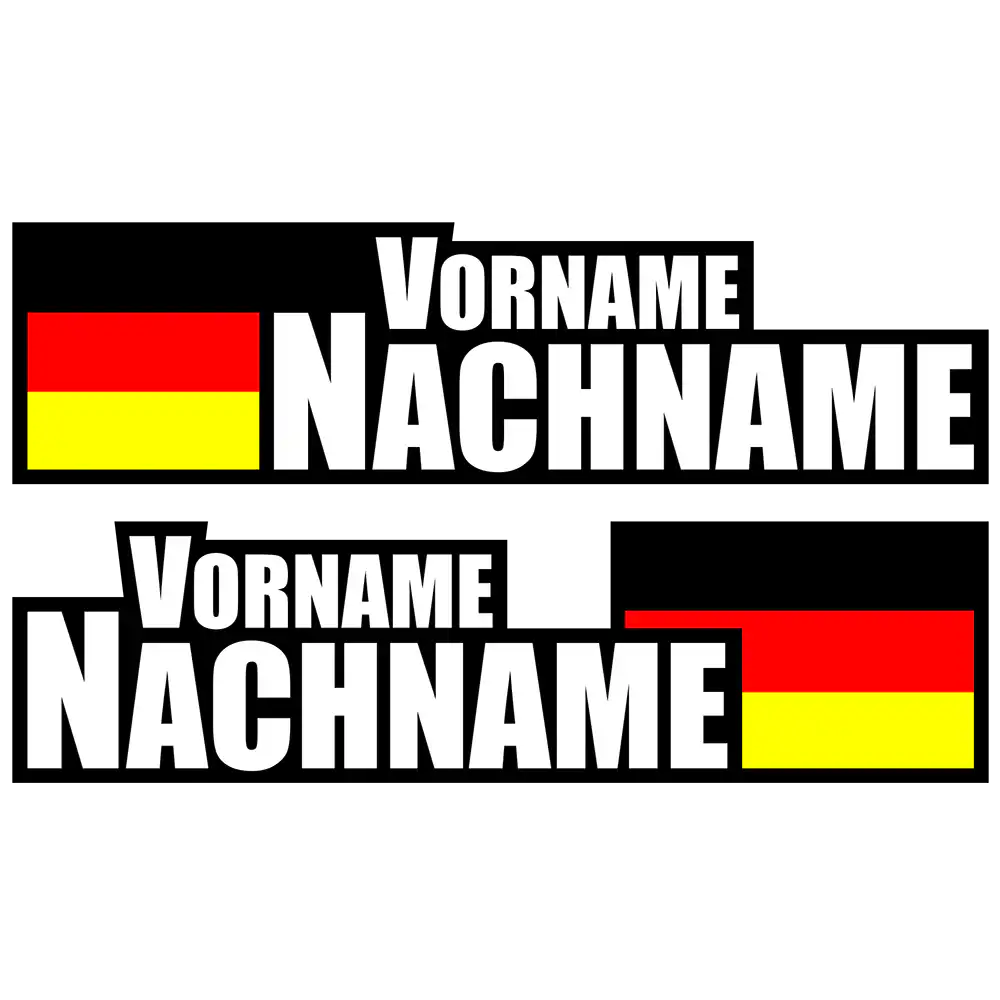 Namensaufkleber mit Flagge Set