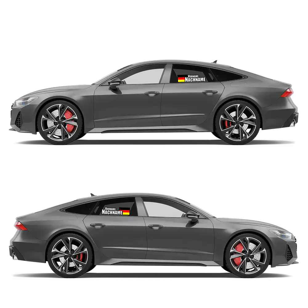 Namensaufkleber mit Flagge Set