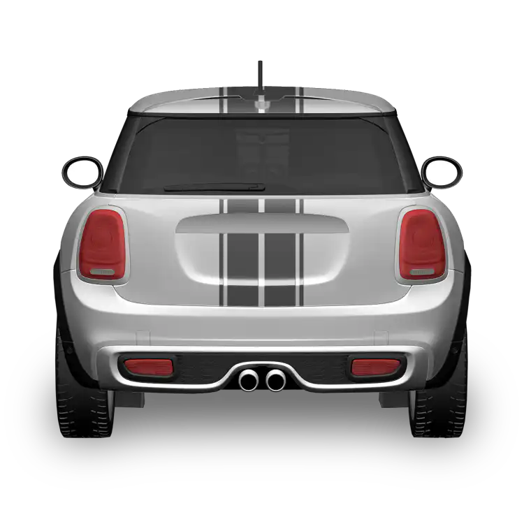 MINI Rennstreifen mit doppelter Sideline-Anthrazit-Heck