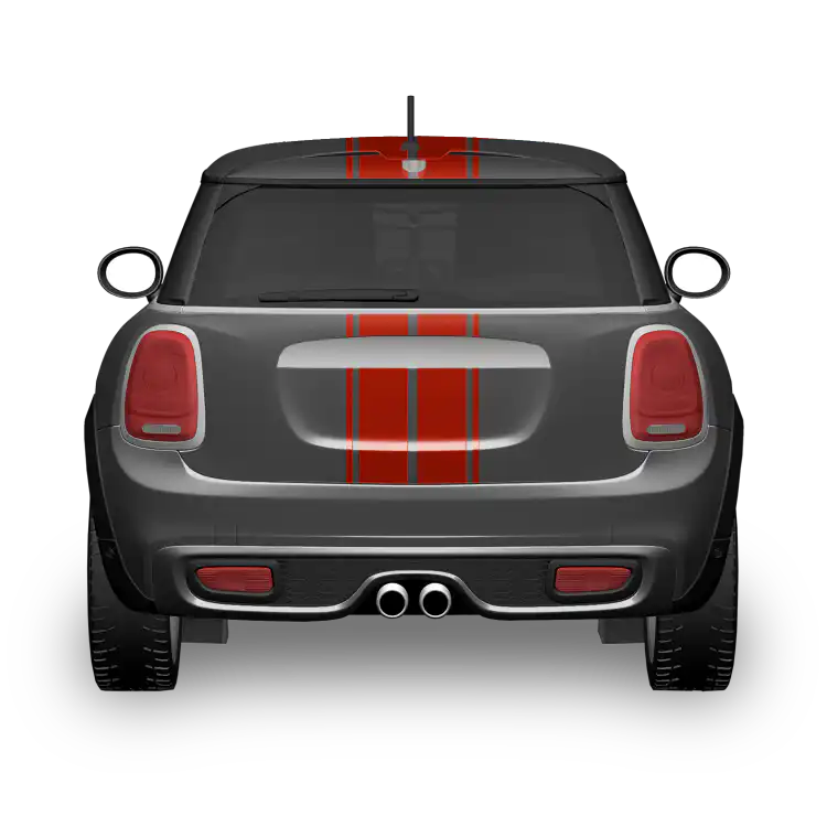 MINI Rennstreifen mit doppelter Sideline-Hellrot-Heck