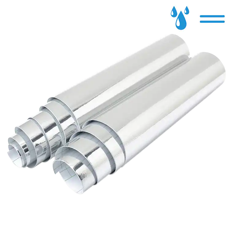 Chrom Silber glatte Flächen (Nassverklebung) Folie Meterware