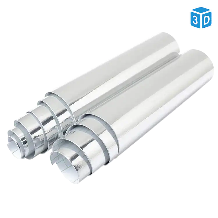 Chrom Silber starke Rundungen Folie Meterware