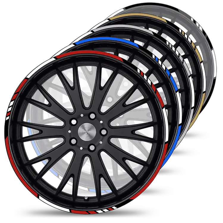 Felgenrandaufkleber mehrfarbig GP Style Metallic