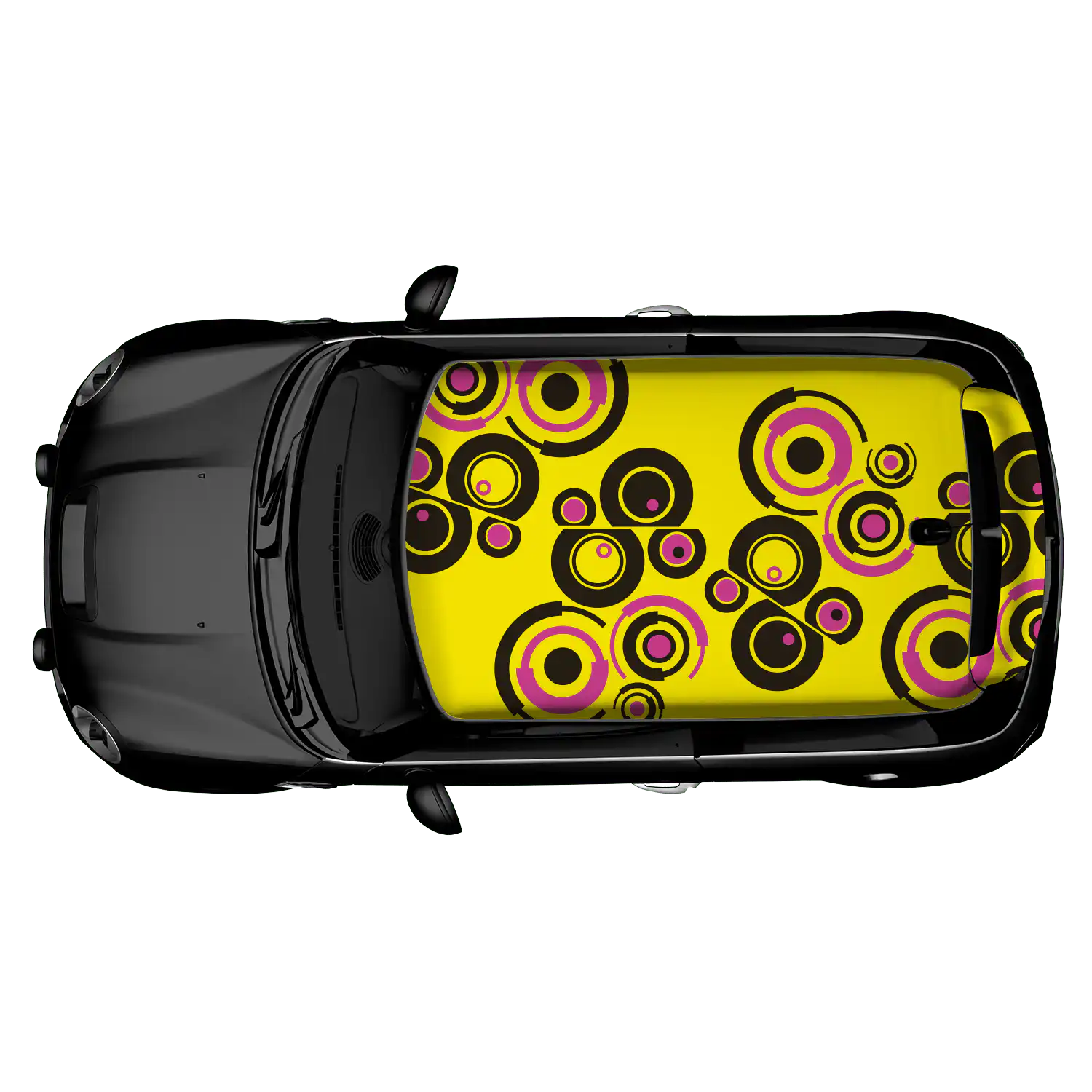 Mini-Dachfolie-Retro-Circles Retro Circles - Dachfolie für MINI