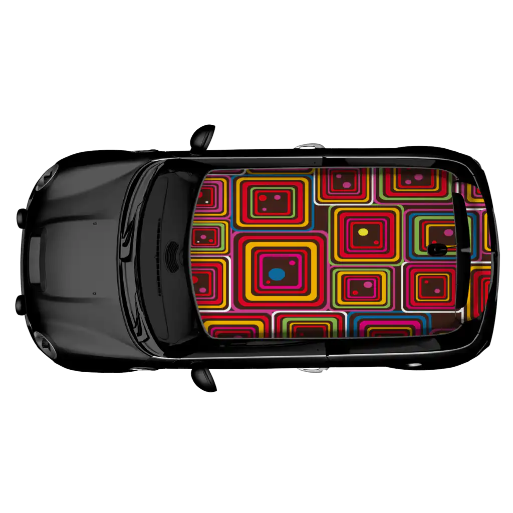 Retro Squares Brown - Dachfolie für MINI