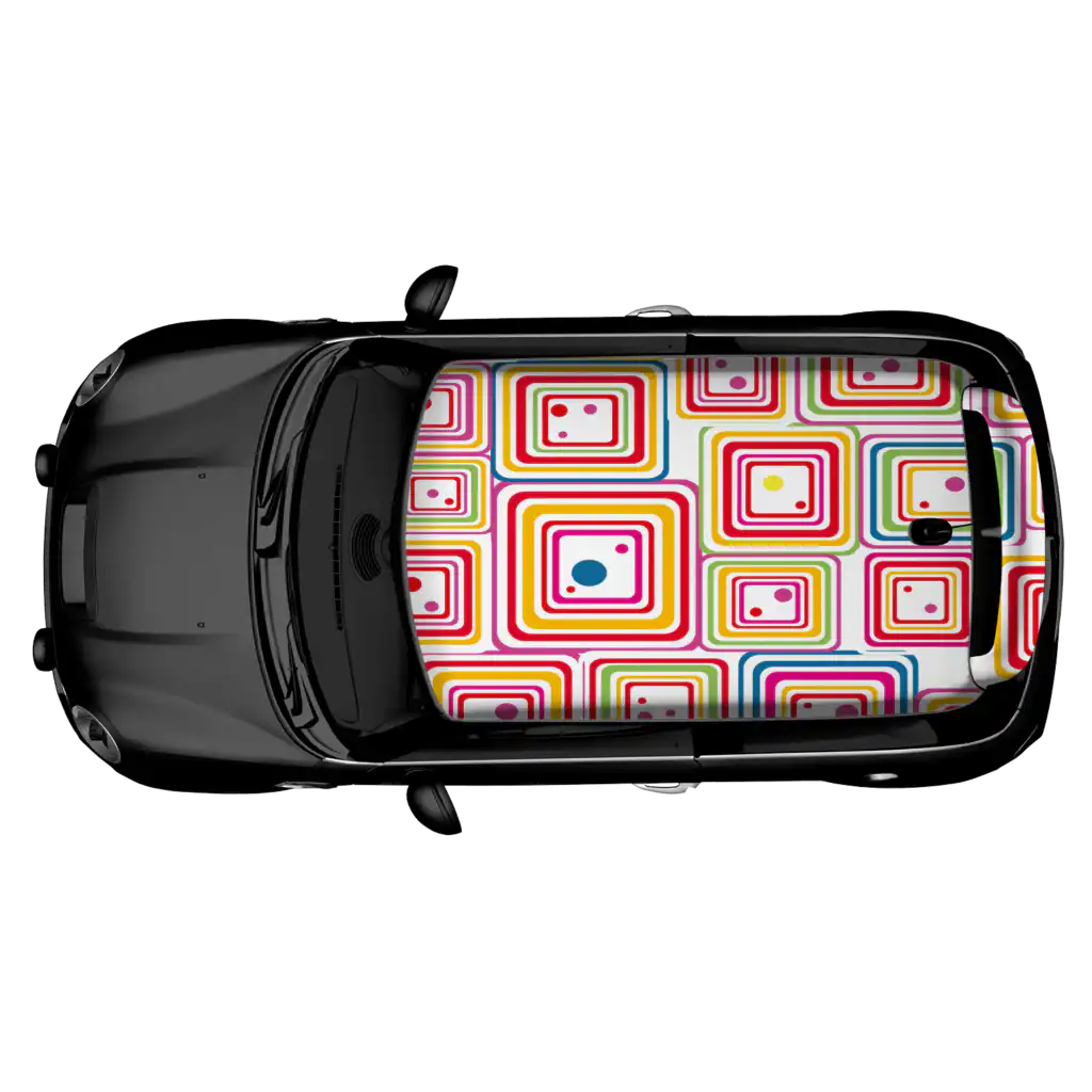 Retro Squares White - Dachfolie für MINI